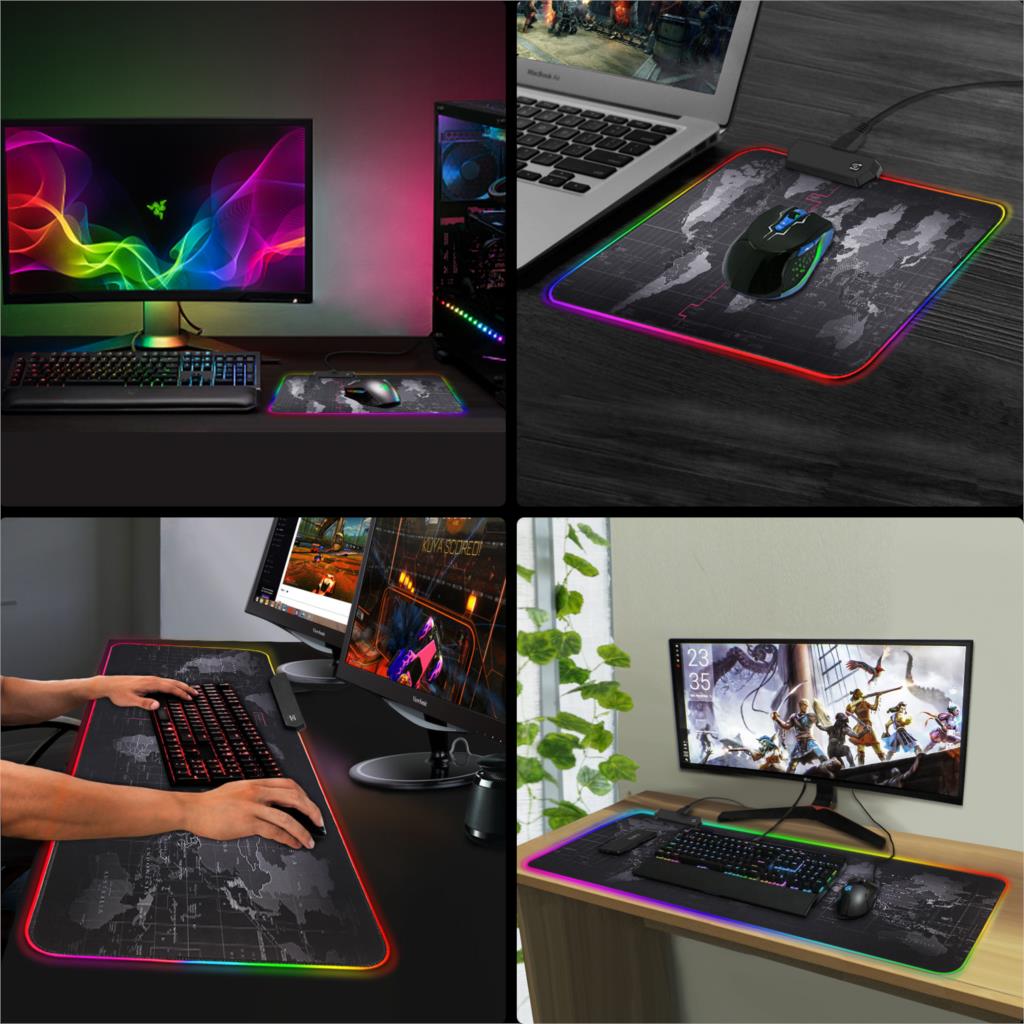 TaffGO Gaming Mouse Pad XL Peta Dunia + LED RGB 400 x 900 x 4 mm GMW